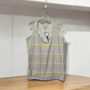 Oxygen, Striped Racerback Camisole, XL, Gray, White & Yellow 🏃‍♀️‍➡️